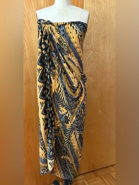 Mustard Yellow and Black Floral Wrap Scarf